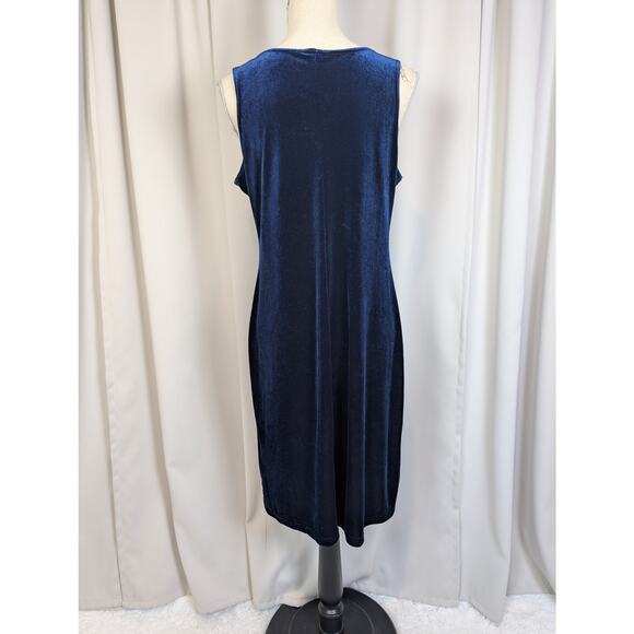 Y2K Vintage Velvet Sleeveless Sparkle Dress Blue Size Large - Picture 15 of 16